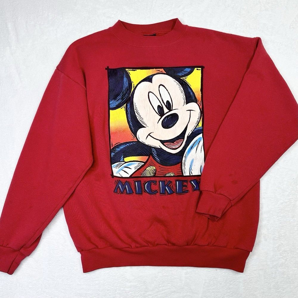 Mickey Unlimited Sweatshirt Large Red Vintage Mickey Mouse Graphic‎ Disney 90s